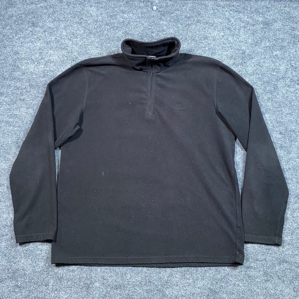 The North Face TKA 100 Mens Large Black Quarter Zip Fleece Pullover Sweater
